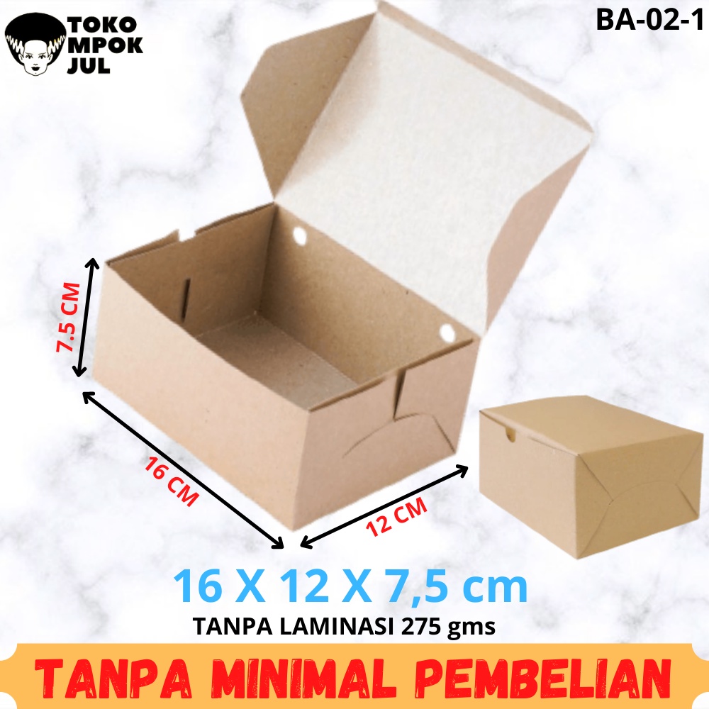 

TANPA MINIMUM - Kardus Dus Box Kotak Snack Kue Nasi Ayam Roti 16x12x7,5 cm 275 gms