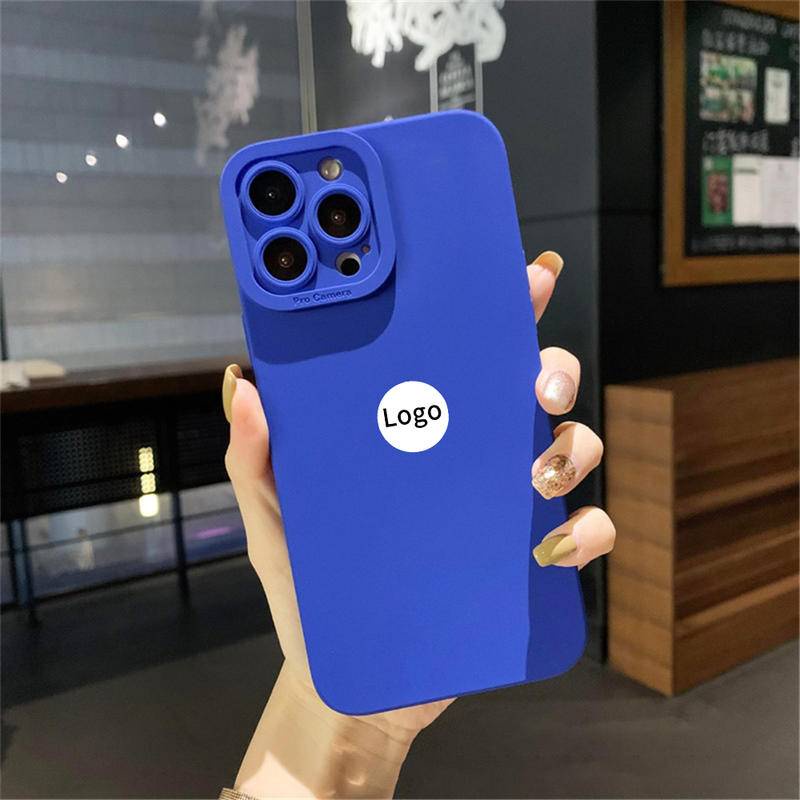 Soft Case Bahan Silikon Shockproof Warna Biru Matte Polos Untuk iPhone 13 12 11 Pro Max