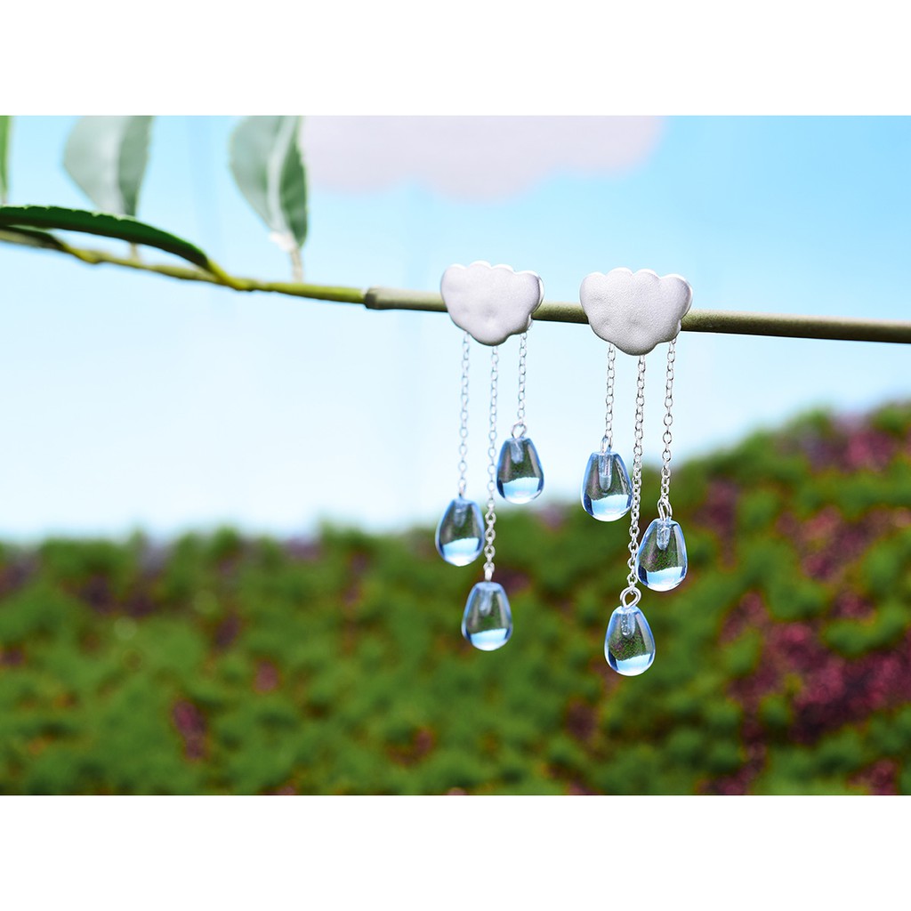 SERI SERI Anting Wanita Perak 925 Asli Rain Cloud Sterling Silver Earrings Awan Hujan Lucu