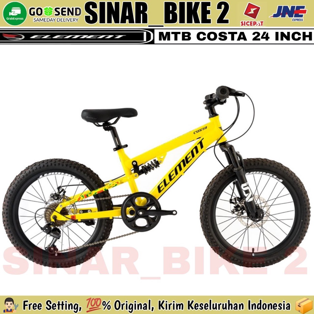 Sepeda Gunung MTB ELEMENT COSTA Ukuran 20 Inch 7 Speed Full Suspensi