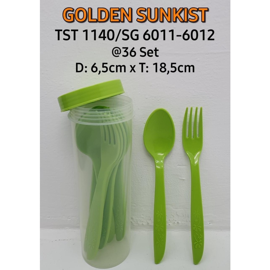 Sendok garpu set travel golden sunkist TST 1140 free tempat sendok ok