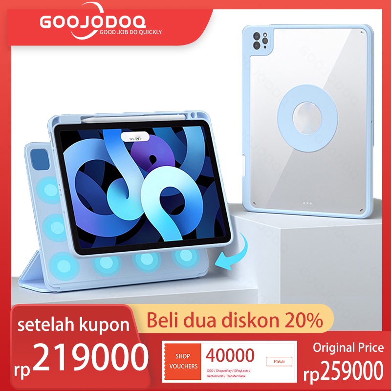 【Beli dua diskon 20%】 GOOJODOQ Upgraded tablet case 360 Degree Rotating Case For ipad with Smart strong magnetic stand