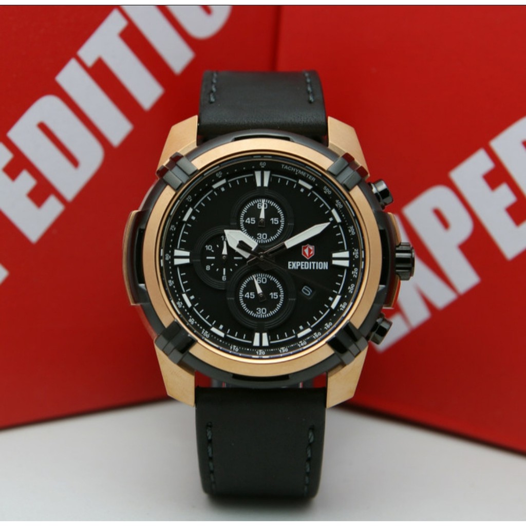 Expedition E6786 Original Jam Tangan Pria Black Rosegold