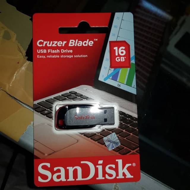 Flashdisk sandisk 16 GB Cruzer Blade USB 2.0 garansi resmi 5tahun