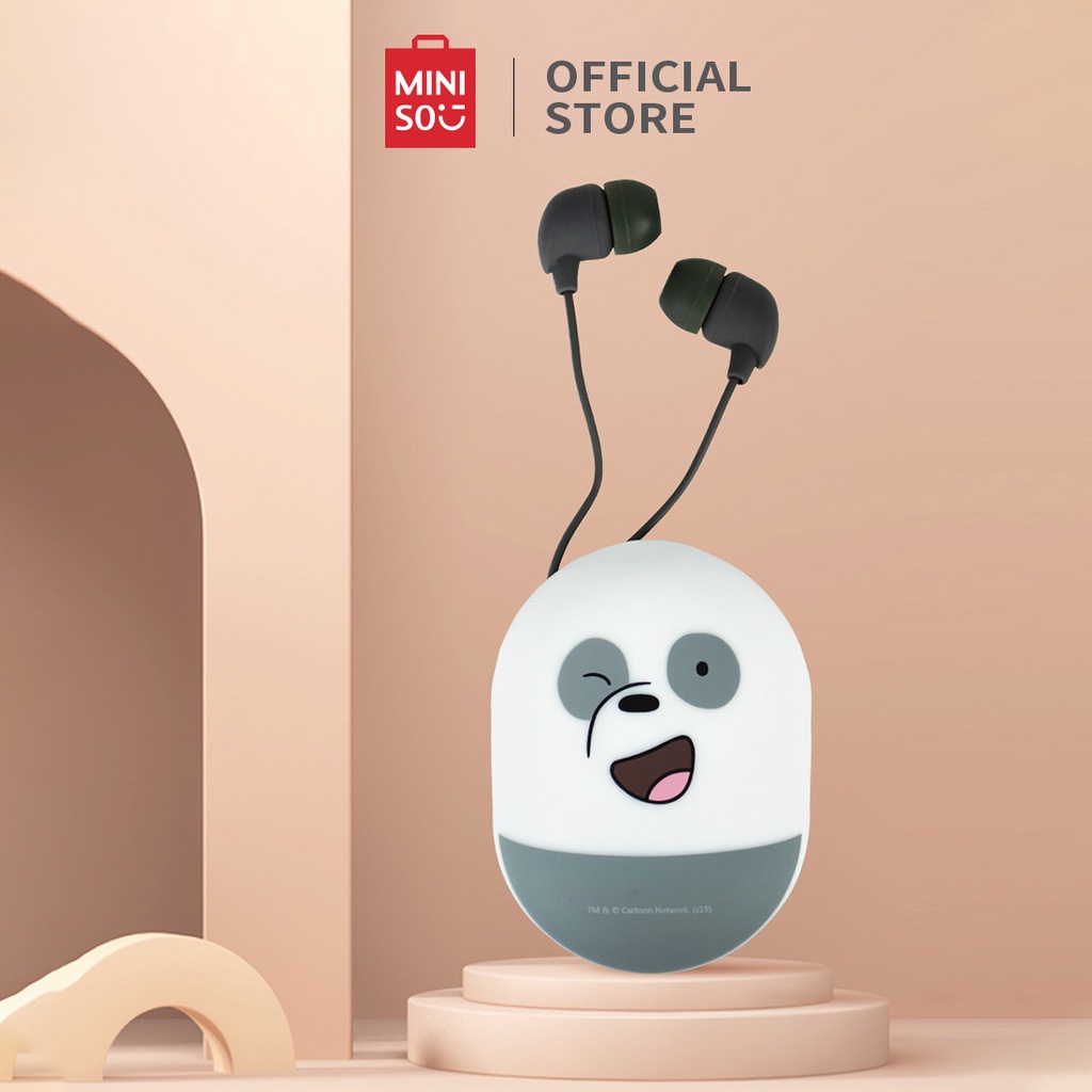 Promo Miniso Official Earphone Headphone Lucu We Bare Bears Earphone Microphone Headset Kabel Dengan