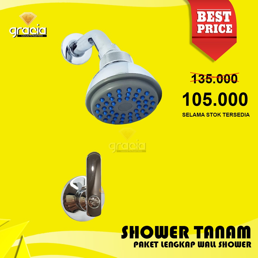 Shower Kamar Mandi + Stop Kran Tanam Kuningan / Shower Mandi / Shower Tanam