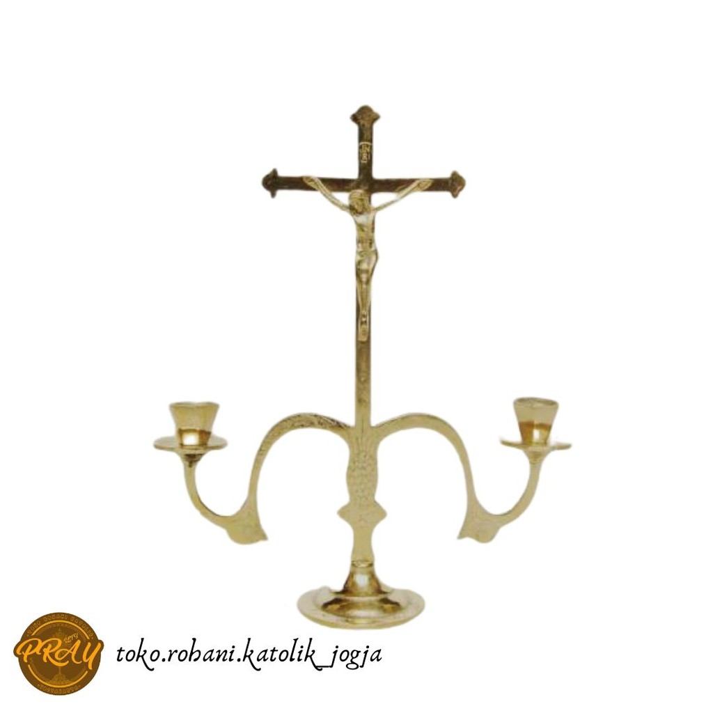 SALIB DUDUK CHANDELIER 27 CM / SALIB MEJA KATOLIK / SALIB YESUS / SALIB KATOLIK/TEMPAT LILIN / TATAKAN LILIN / CANDELIER / CANDELAR