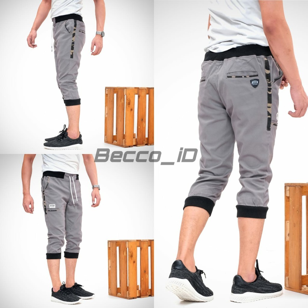 Celana joger pendek pria 3/4 / celana joger becco / celana joger terbaru/ celana pendek 3/4 / Celana