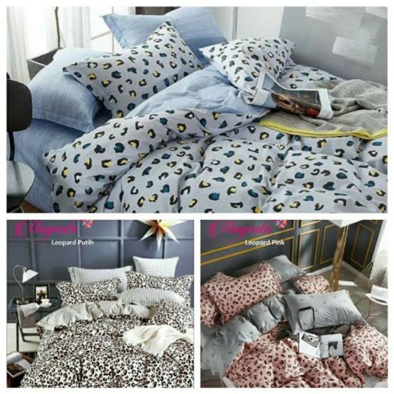 Sprei SINGLE Bahan Katun CVC | Katun Lokal Motif Animal Leopard | Sprei uk. 90x200 100x200 120x200