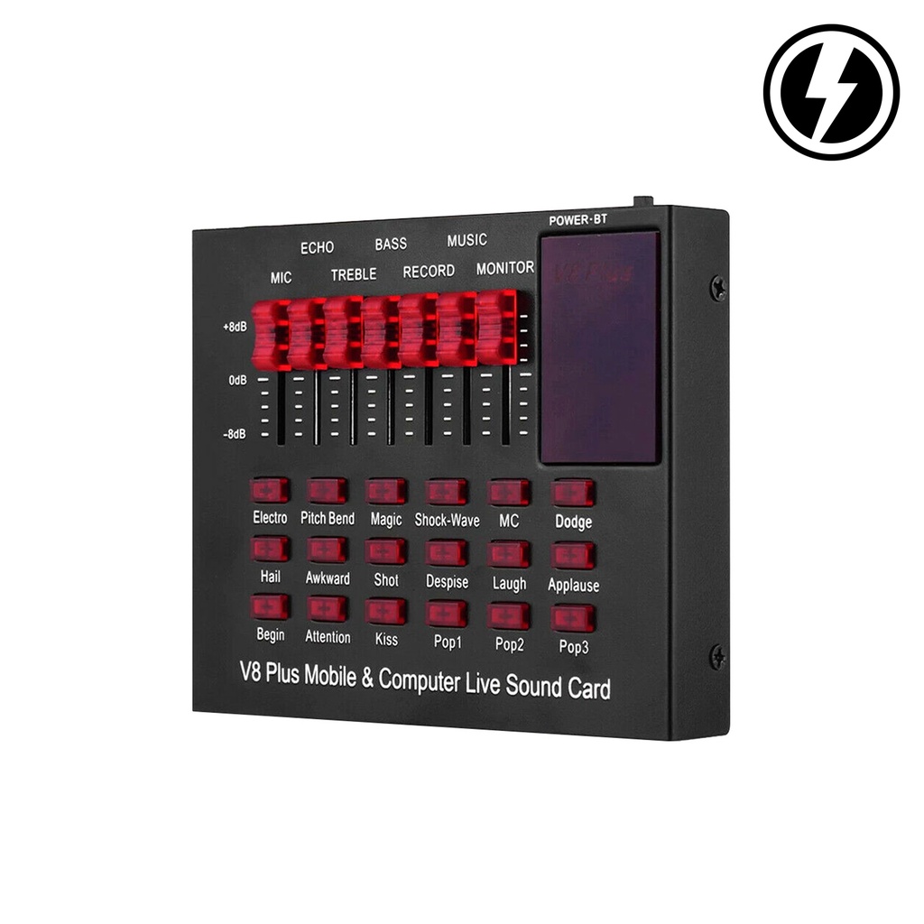 Soundcard V8 plus Bluetooth Sound card live - Hitam