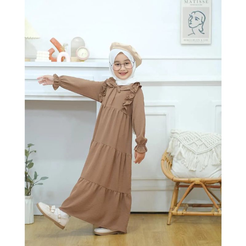 SHAFA DRESS KIDS/GAMIS ANAK TERBARU USIA  3 - 13 TAHUN BAHAN CRINKLE PREMIUM  BAJU MUSLIM ANAK/fashion anak perempuan/pakaian anak perempuan/gamis anak perempuan/pakaian muslim anak perempuan