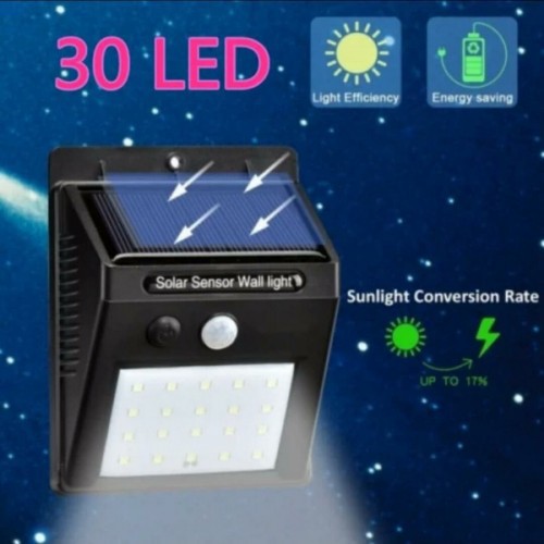 LP-02 Lampu 30 LED Solar Cell Tenaga Surya Matahari Panel Sensor Dinding Taman Outdoor Wall Lamp