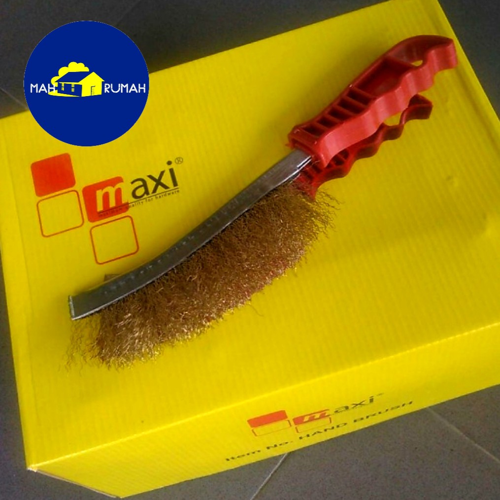 Sikat Kawat BAJA KERITING Kuningan Gagang PVC Plastik Wire Brush - MAXI