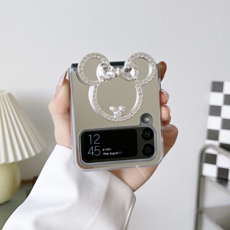 READY! Casing Hard Case Flip 3 / 4 Anti knock Dengan Cermin Untuk Samsung Galaxy Z Motif Hati