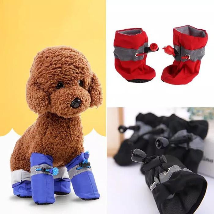 Sepatu Anjing Kucing " WATERPROOF BOOTS " Dog Cat Shoes - Hitam, 1