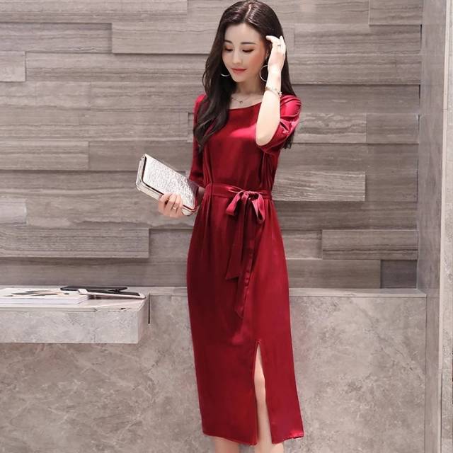 Long Drs Saten Ss Model Dress Terbaru 2019 Dress Saten Velvet Size Xl Maroon Navi Party Dress Good