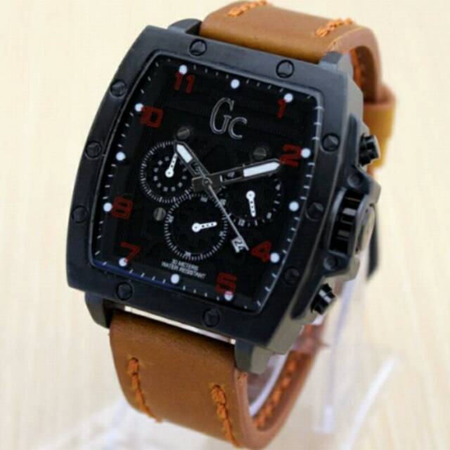 Jam tangan pria elegant exclusive Guess colection premium Brown