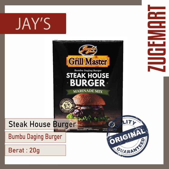 

Jay's Grill Master Steak House Burger / Jays Bumbu Daging Burger 20gr