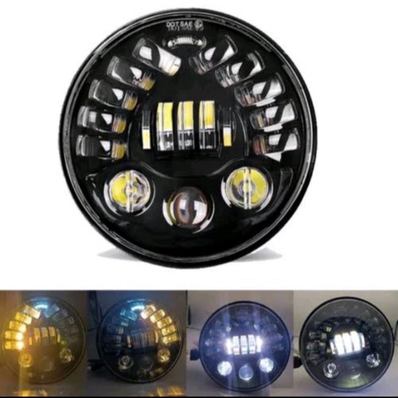 Daymaker 19 Led 7 Inch Dus Hitam Polos Import 90 Watt Ninja Megapro Tiger Scorpio RX King Vixion