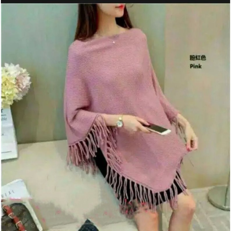 ATASAN WANITA SWEATER RAJUT PONCHO RAWIS MURAH