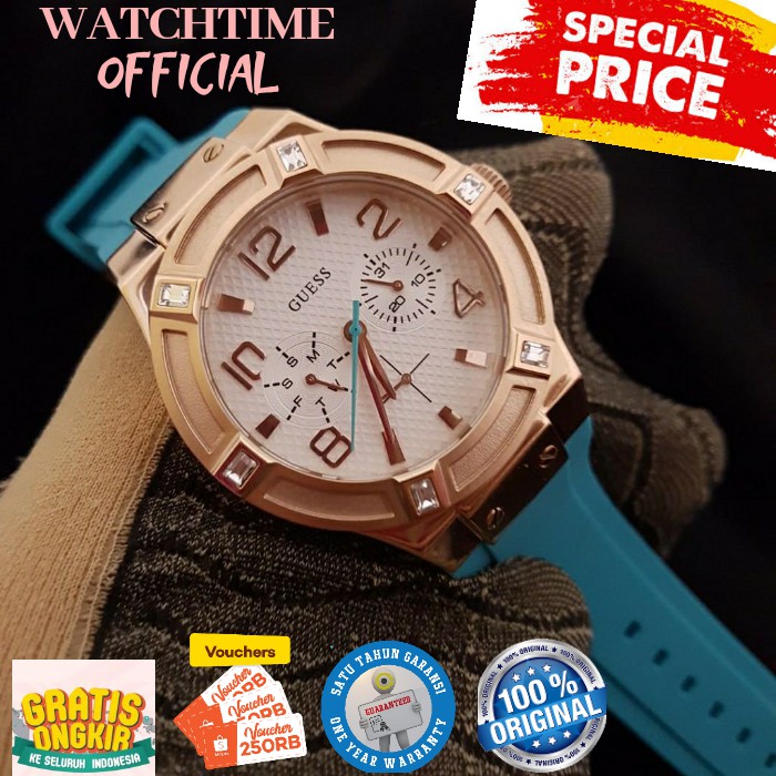 JAM TANGAN WANITA GUESS ORI JAM TANGAN CEWEK GUESS ORIGINAL ARLOJI CEWEK STRAP RUBBER TERBARU