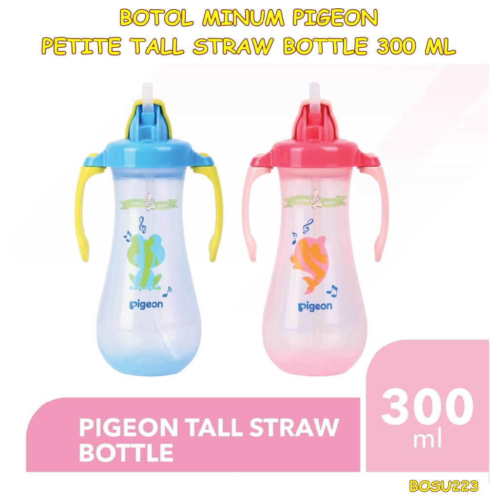 BOSU223 BOTOL MINUM PIGEON TALL STRAW BOTTLE 300 ML WITH HANDLE