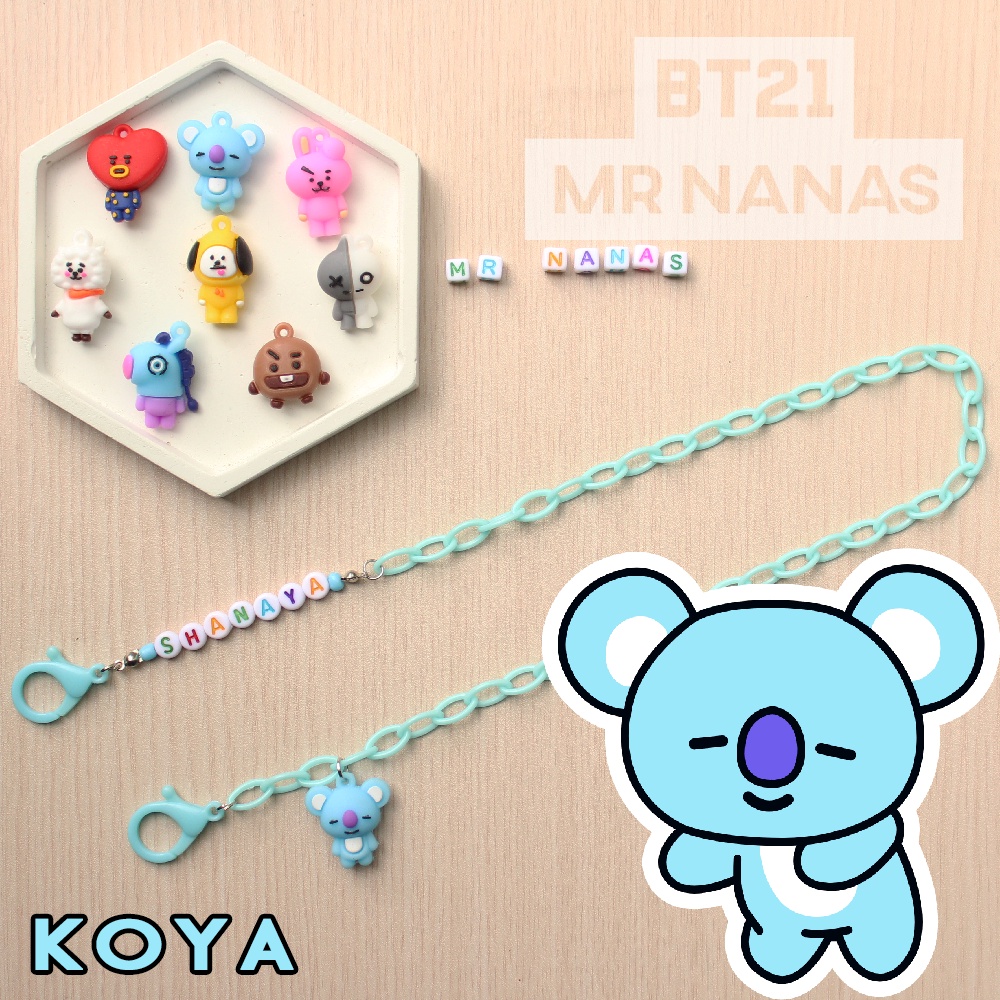 Tali Masker FREE NAMA DAN BONEKA LUCU BT21 Strap Masker Anak Unisex Cewe Cowo
