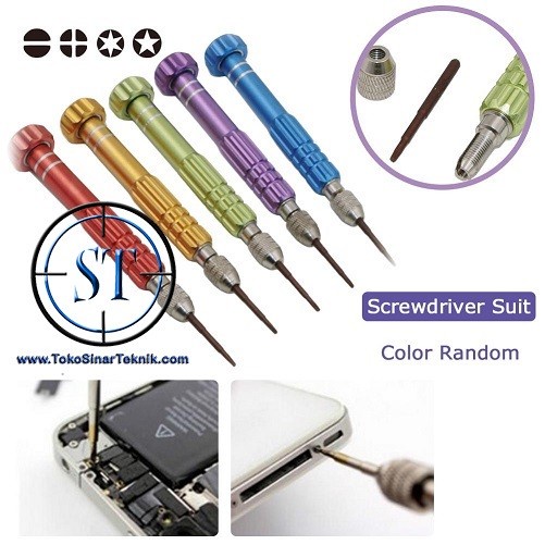 Obeng Set 5 in 1 Alat Reparasi Service Hp Handphone Multifunction Magnetic Screwdriver Laptop, PC, HP, Jam Tangan 5in1