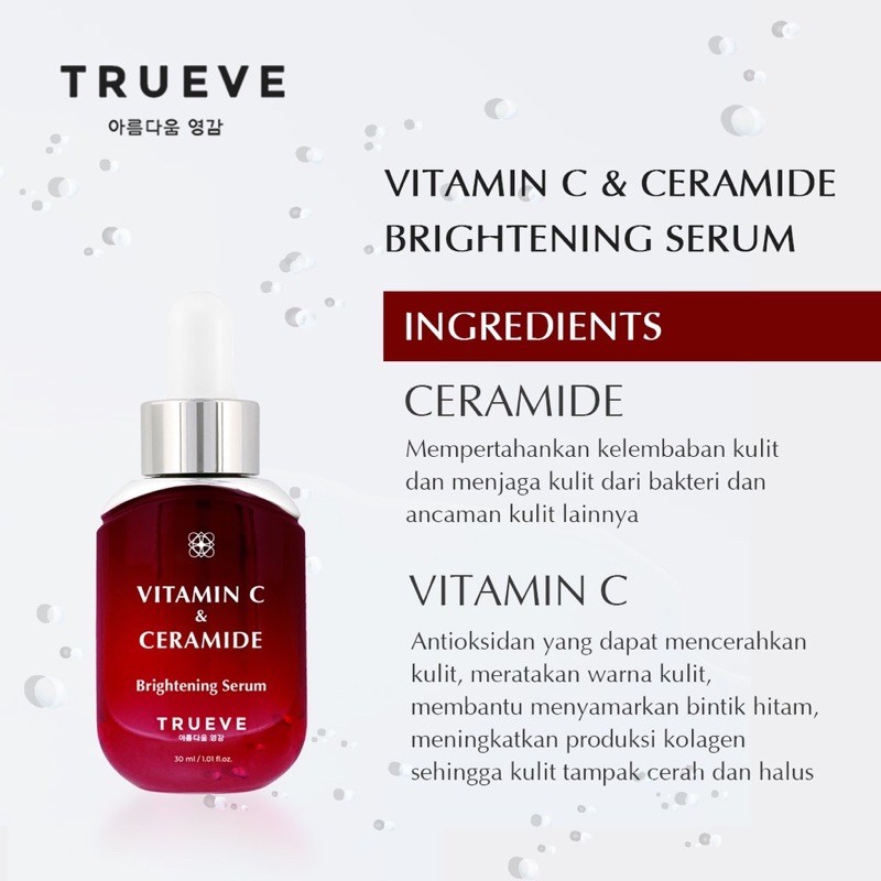 TRUEVE Indonesia / Serum Niacinamide Ceramide Bha Cica Acne Serum Vitamin C Galactomyces Anti Aging