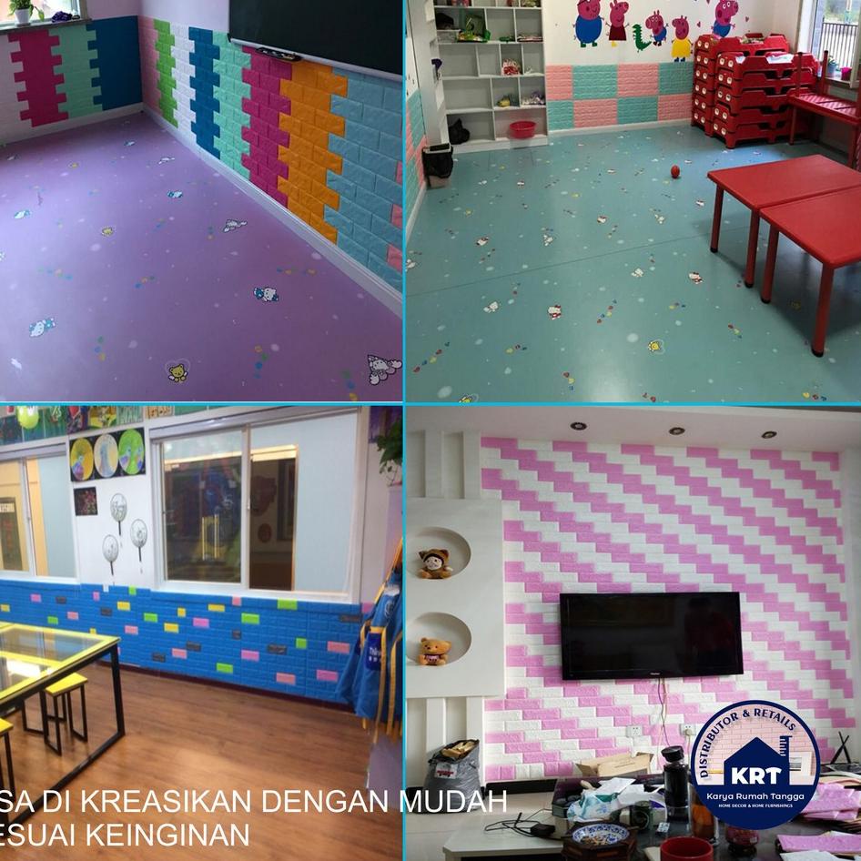TERBARU Paket 10 Lembar Wallpaper Dinding Foam 3D Bata Alam Stiker Dinding Kamar Tidur Peredam Suara