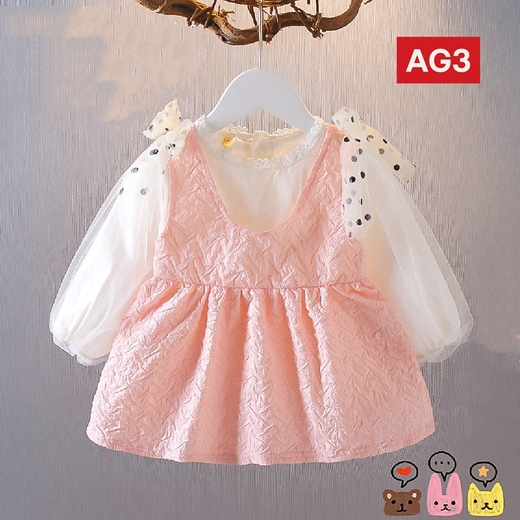 LAPAGO - Dress Gaun Anak Bayi Perempuan Import Motif Elegan Cantik 2022 usia 6 bulan - 3 Thn Type AG