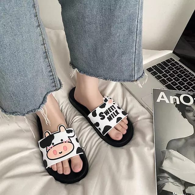 Sandal Slop Karet Wanita Sweet Milk sapi