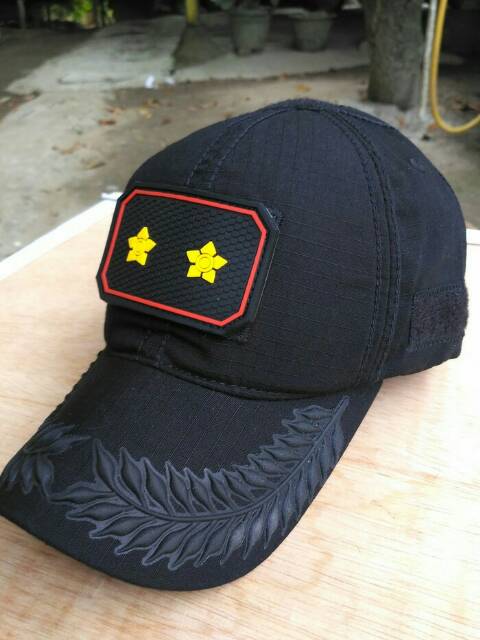 Topi pamen polri hitam / topi velcro tactical bdu