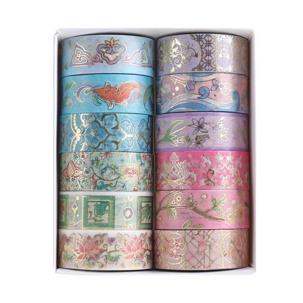 Top 12Roll/Set Washi Tape Sastra Kualitas Tinggi Kreatif Kecil Segar Kreatif Alat Tulis INS DIY Bahan