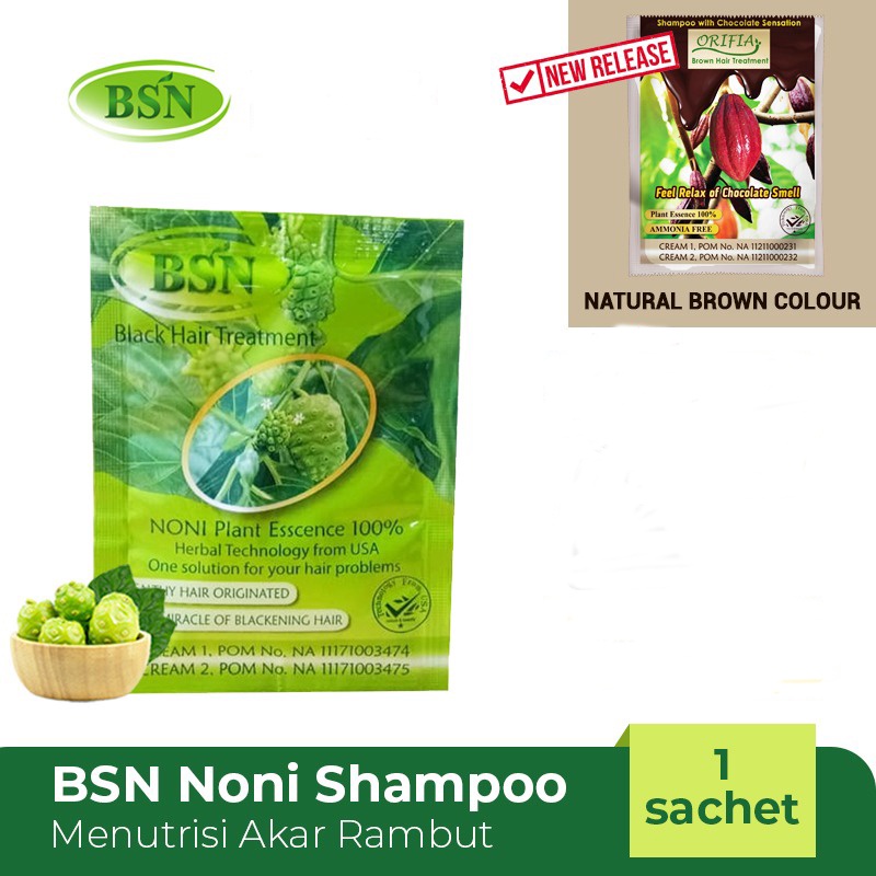 BSN Noni Shampoo (isi 1 Saset) Black/Brown Hair Treatment Shampoo