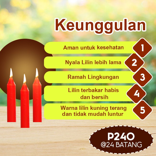 Lilin Batang Sembahyang Sukhavati P240 Merah