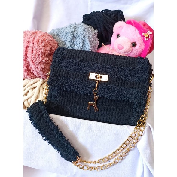 sling bag handmade rajut kanvas (plastik canvas bag) tas plastik kanvas