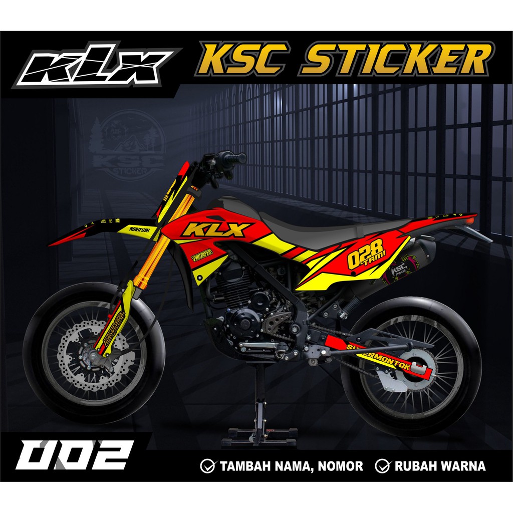 decal klx bf 150 simple merah Hijau