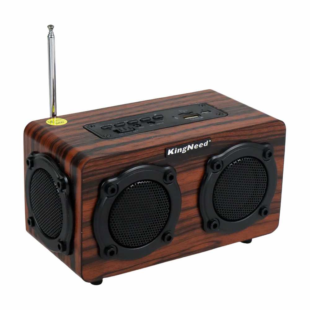 BLUETOOTH SPEAKER FM RADIO WOOD DESIGN POWER BASS TREBLE BAS HP SMARTPHONE PORTABLE PORTABEL SPEKER 