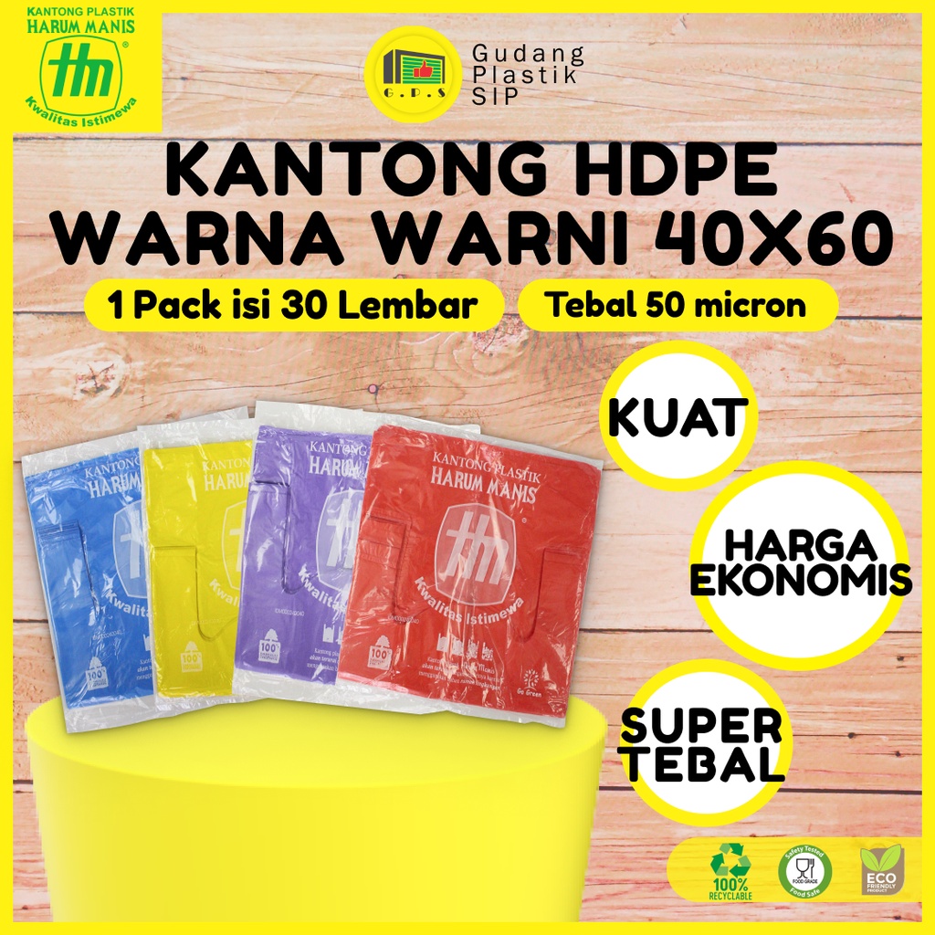 Kantong Plastik Kresek Warna-Warni Tebal UK 40X60 HDPE