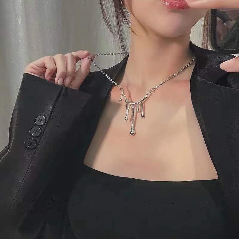 Kalung Wanita Model Water Drop Lava Gaya Hip Hop Untuk Musim Panas