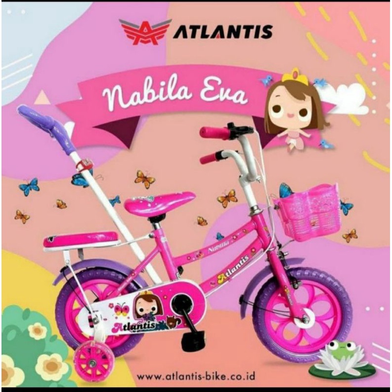 sepeda anak perempuan atlantis 12 ban eva stir dorongan