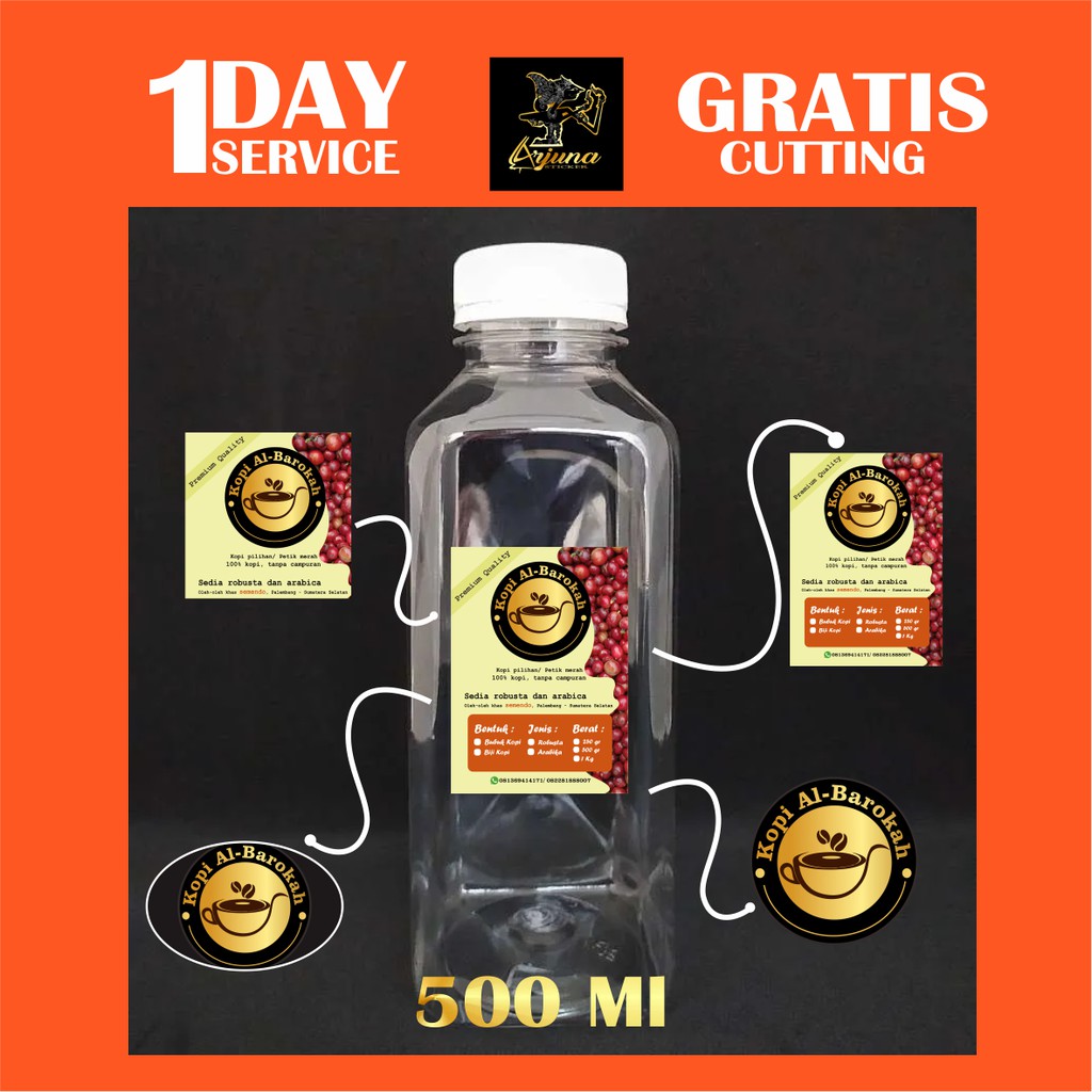 

Arjuna Cetak Stiker Botol 500 ML Label Makanan Print Sticker Anti Air Custom Kemasan Termurah A2