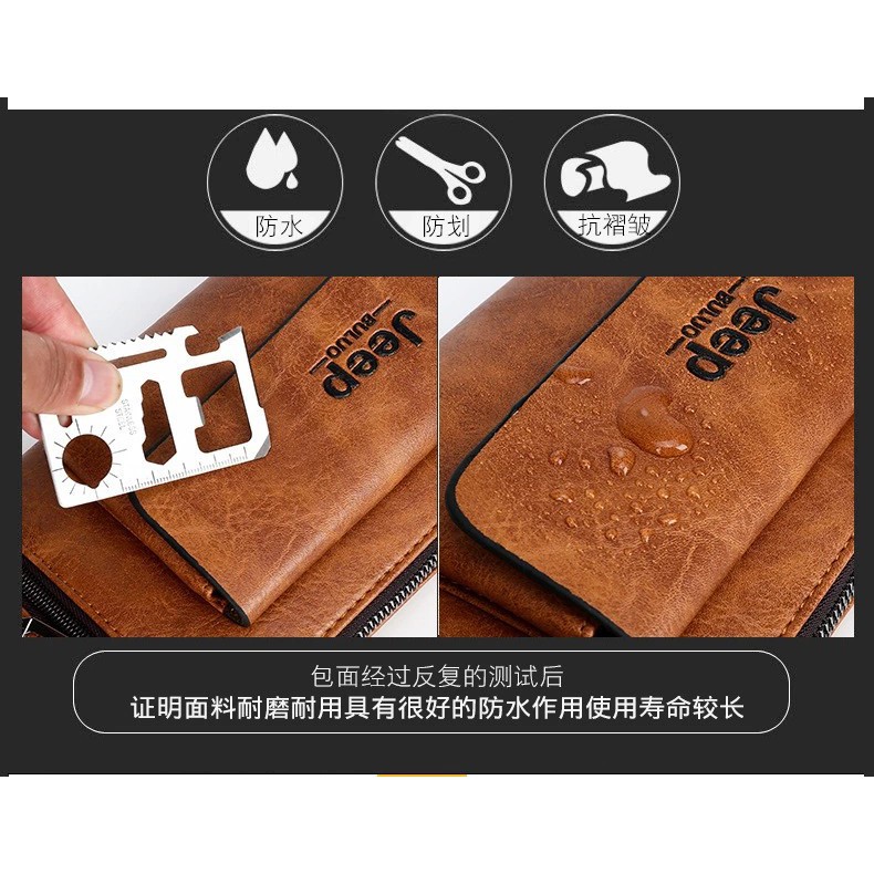 [KULIT PREMIUM] Tas Pinggang Kulit Pria Korean Style Casual Waist Bag Import Jeep / Weixier