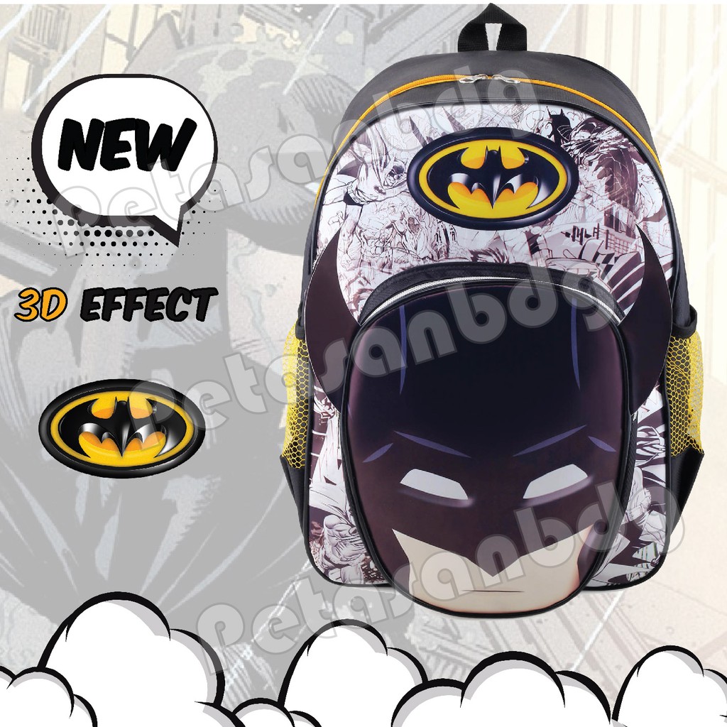 RTM - Ransel Sekolah - Ransel AnakTas Anak Laki Laki Karakter - Batman - HORN 3D EFFECT - COOL BACKPACK + FREE BOTOL MINUM