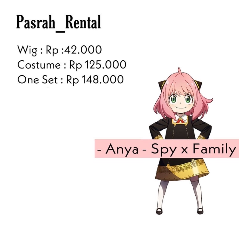 SEWA RENTAL KOSTUM / COSPLAY ANYA SPY X FAMILY