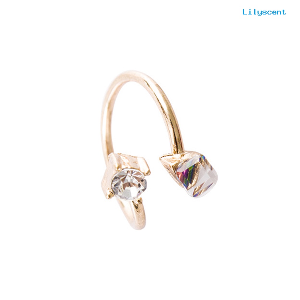 Ls Cincin Tunangan Adjustable Bahan Alloy Hias Berlian Imitasi Multi Warna Anti Pudar Untuk Wanita