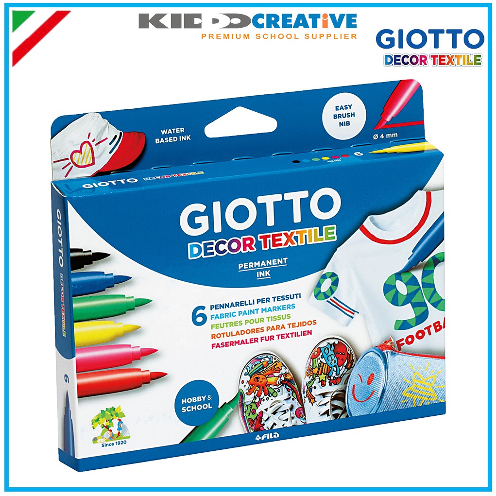 

GIOTTO DECOR TEXTILE FIBRE PENS, 6 COLS