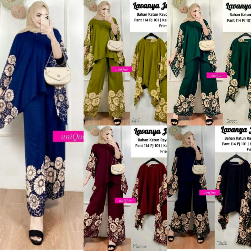 DAILY ONE SET  Rayon Oversize CP Waka kramik bunga Jumbo Fit XXXXL Ld 130 celana kulot