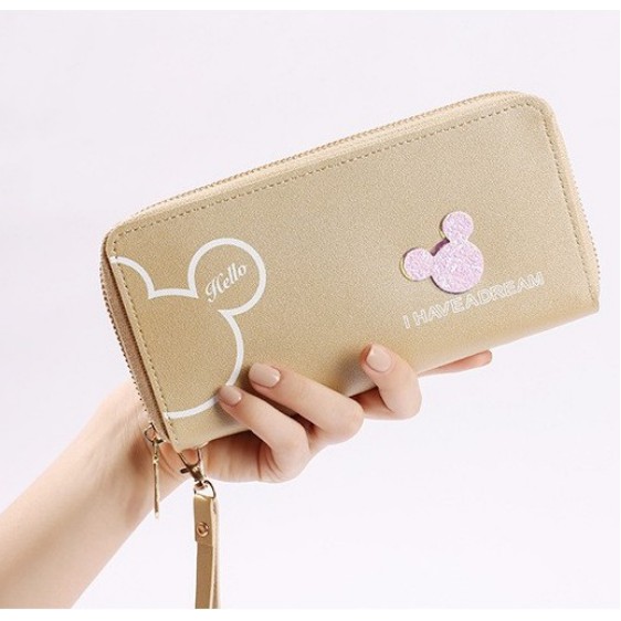 AND COD Dompet Panjang Mini Zipper Wanita Kulit Sintetis Motif Kartun Dompet Korea Wanita Murah D49